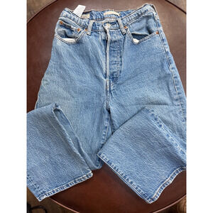 Levi's Premium Ribcage Straight Ankle Jeans - Vintage Wash - Size 27 in Blue